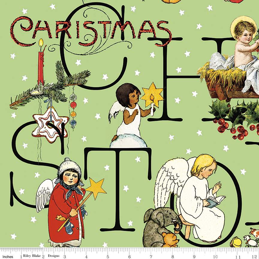1/2 yard ALL ABOUT CHRISTMAS by J Wecker Frisch for Riley Blake Design Good News Black