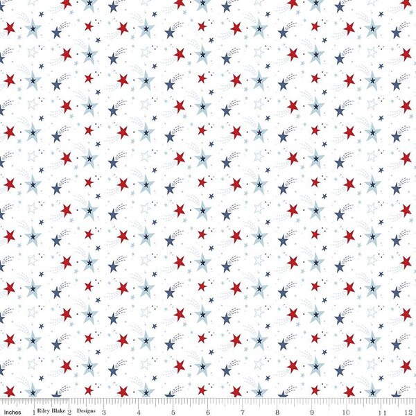 Stars and Stripes Forever Shooting Stars White | Riley Blake Designs