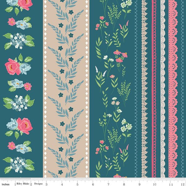Correspondence Wide Stripe Colonial Blue | Riley Blake Designs