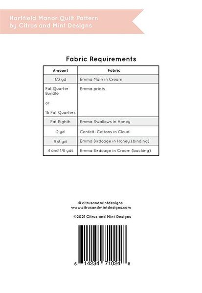 Citrus & Mint Designs Hartfield Manor Quilt Pattern | Riley Blake Designs