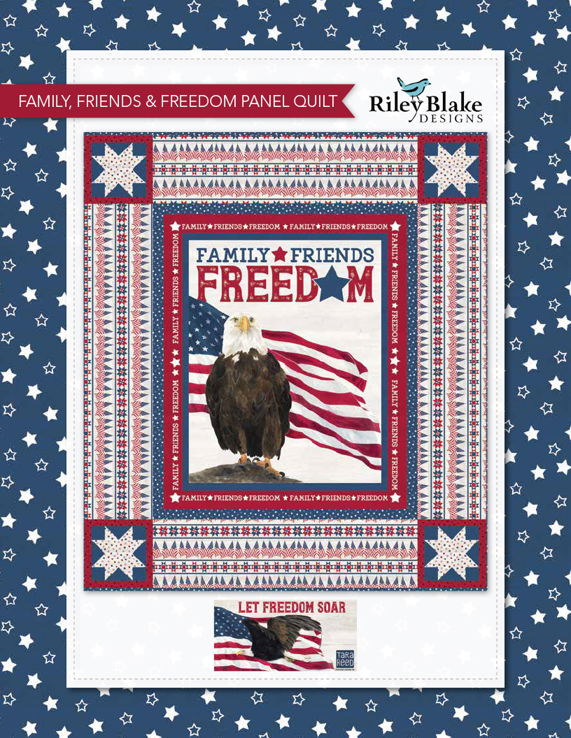 “Family, Friends & Freedom Quilt” a Free Quilts of Valor (QOV) Quilt Pattern designed & from Riley Blake Designs