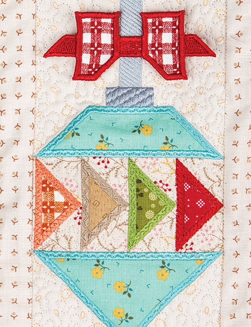 Machine embroidered ornament quilt block