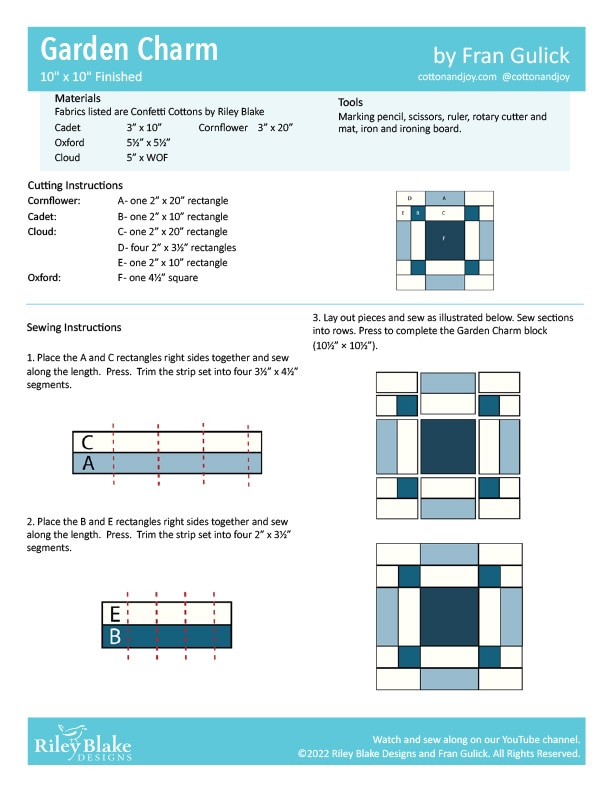 Riley Blake Block Challenge 2022; Daisy Chain Block