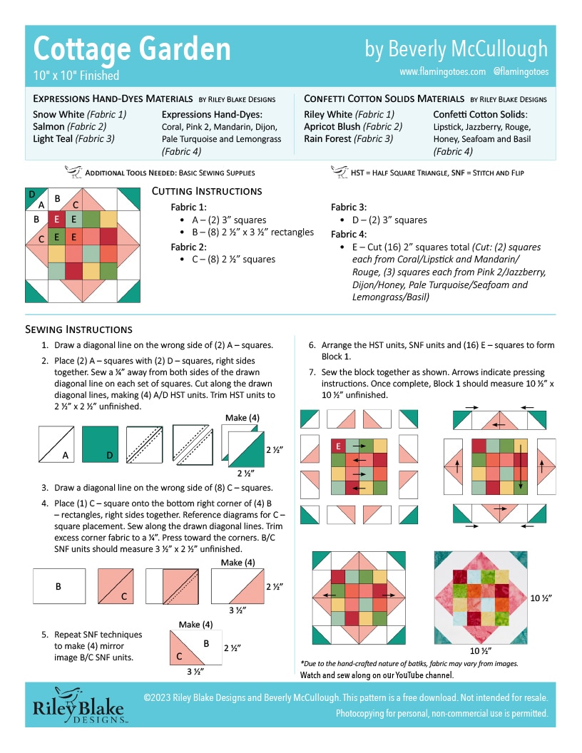 2023 RBD Block Challenge Patterns Riley Blake Designs