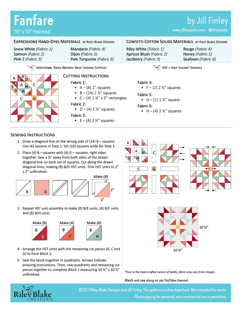 2023 RBD Block Challenge Patterns Riley Blake Designs