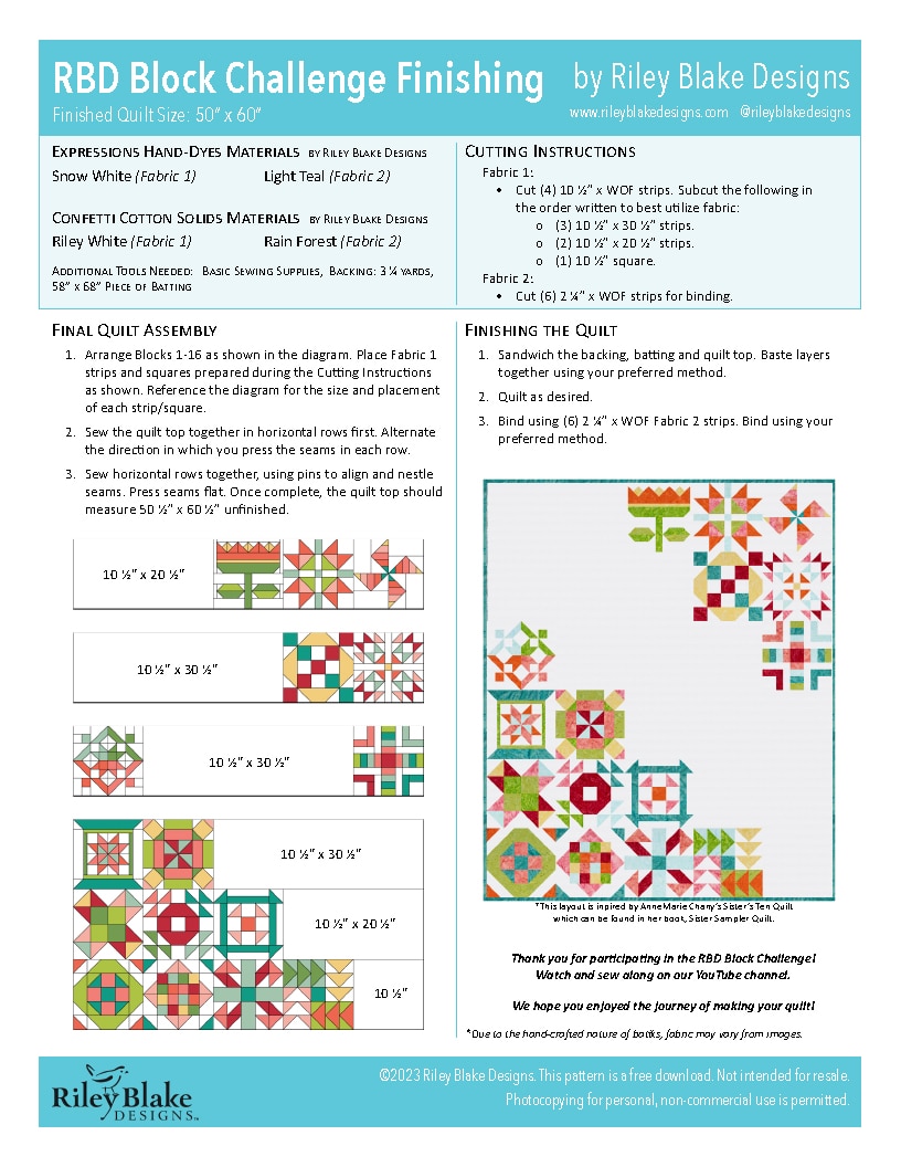 2023 RBD Block Challenge Patterns Riley Blake Designs