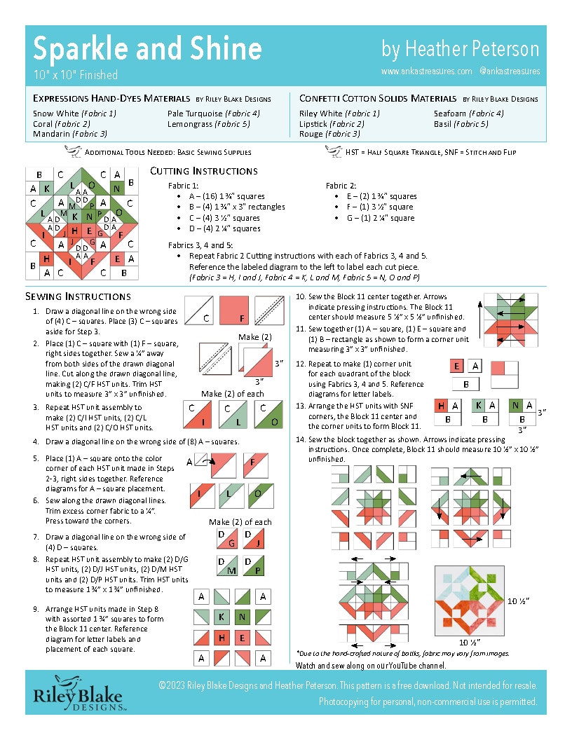 2023 RBD Block Challenge Patterns Riley Blake Designs