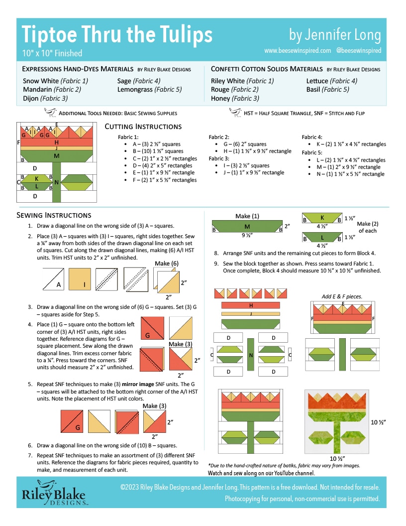 2023 RBD Block Challenge Patterns Riley Blake Designs