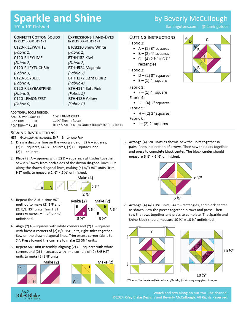 2024 RBD Block Challenge Patterns Riley Blake Designs