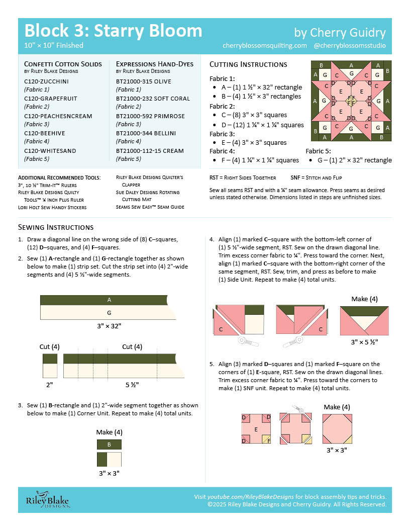 2026 RBD Block Challenge Patterns | Riley Blake Designs